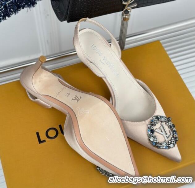 Low Cost Louis Vuitton Met Slignback Pumps 7cm in Satin Nude 0226135