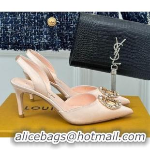 Most Popular Louis Vuitton Met Slignback Pumps 7cm in Satin Light Pink 0226136