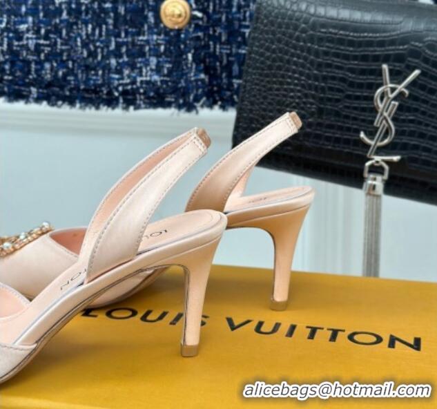 Most Popular Louis Vuitton Met Slignback Pumps 7cm in Satin Light Pink 0226136