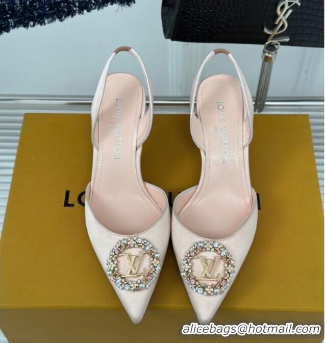 Most Popular Louis Vuitton Met Slignback Pumps 7cm in Satin Light Pink 0226136