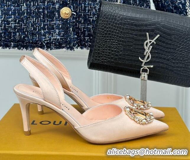 Most Popular Louis Vuitton Met Slignback Pumps 7cm in Satin Light Pink 0226136