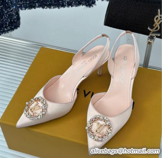 Most Popular Louis Vuitton Met Slignback Pumps 7cm in Satin Light Pink 0226136