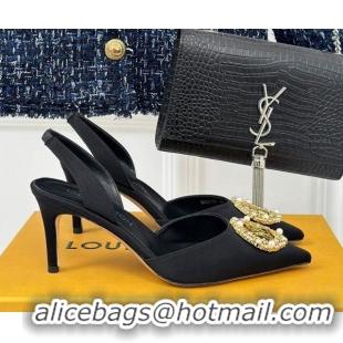 Luxurious Louis Vuitton Met Slignback Pumps 7cm/9cm in Satin Black 0226137