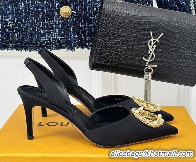 Luxurious Louis Vuitton Met Slignback Pumps 7cm/9cm in Satin Black 0226137