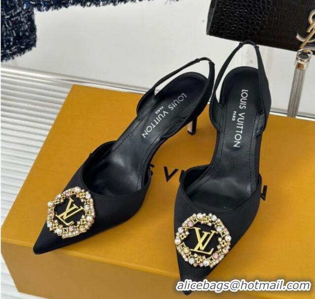 Luxurious Louis Vuitton Met Slignback Pumps 7cm/9cm in Satin Black 0226137