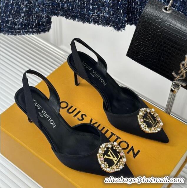 Luxurious Louis Vuitton Met Slignback Pumps 7cm/9cm in Satin Black 0226137