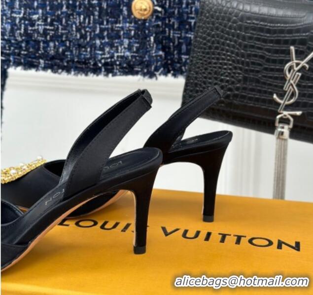 Luxurious Louis Vuitton Met Slignback Pumps 7cm/9cm in Satin Black 0226137