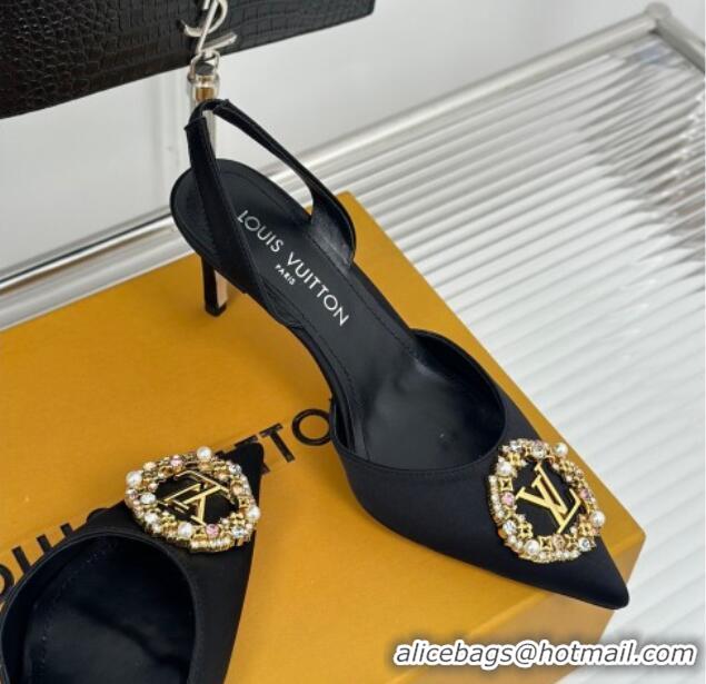 Luxurious Louis Vuitton Met Slignback Pumps 7cm/9cm in Satin Black 0226137