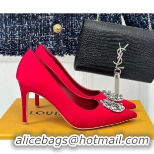 Charming Louis Vuitton Met Pumps 7cm in Satin Red 0226139