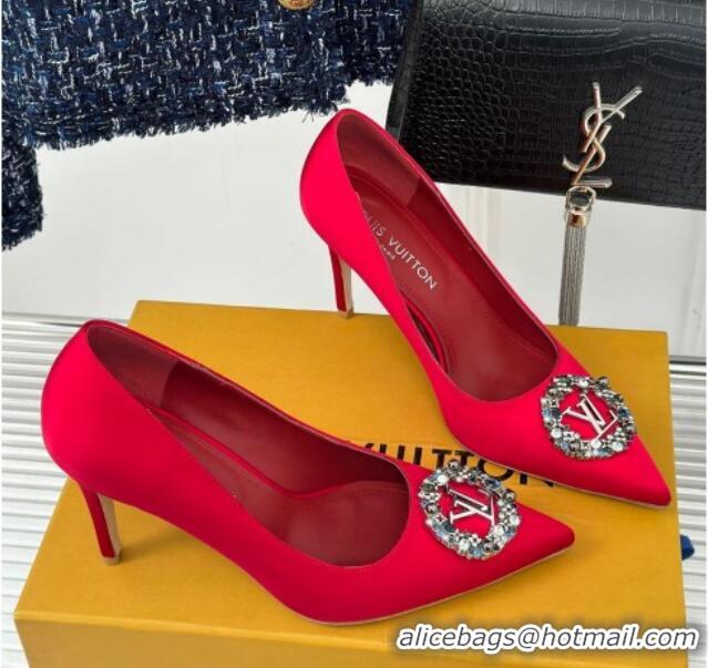 Charming Louis Vuitton Met Pumps 7cm in Satin Red 0226139