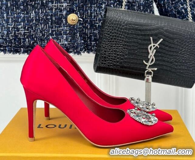 Charming Louis Vuitton Met Pumps 7cm in Satin Red 0226139