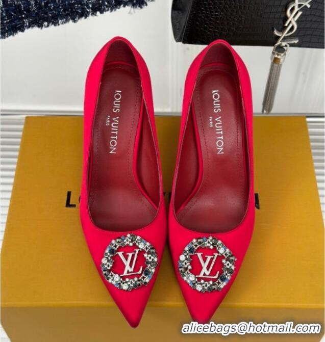 Charming Louis Vuitton Met Pumps 7cm in Satin Red 0226139