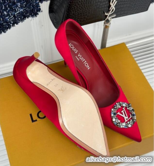 Charming Louis Vuitton Met Pumps 7cm in Satin Red 0226139