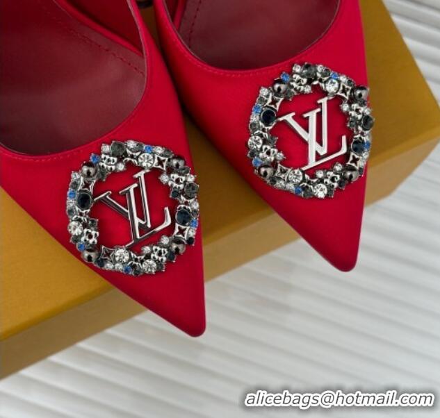 Charming Louis Vuitton Met Pumps 7cm in Satin Red 0226139