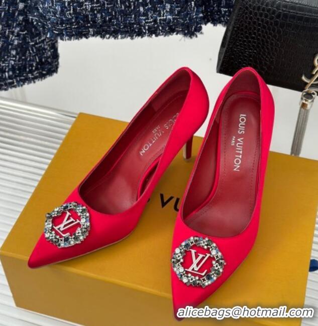 Charming Louis Vuitton Met Pumps 7cm in Satin Red 0226139