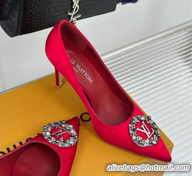 Charming Louis Vuitton Met Pumps 7cm in Satin Red 0226139