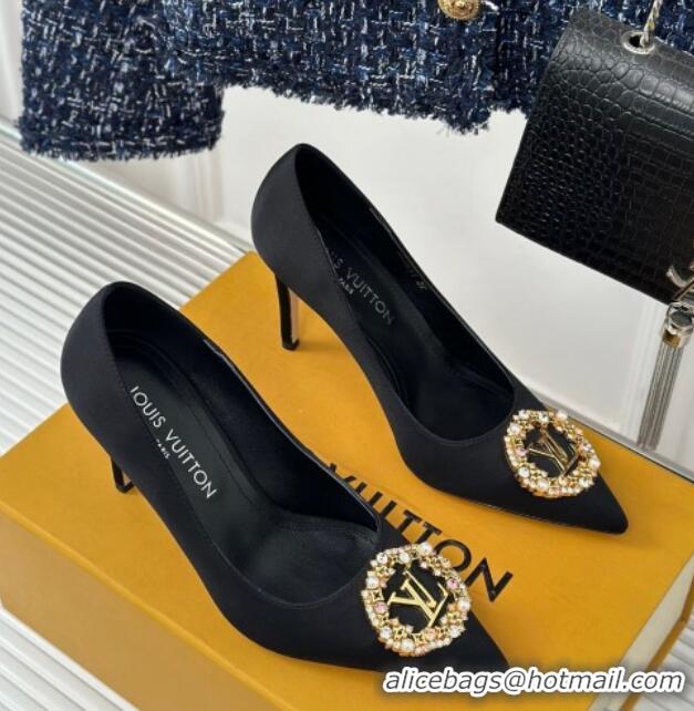 Luxury Discount Louis Vuitton Met Pumps 7cm in Satin Black 226140