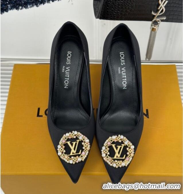 Luxury Discount Louis Vuitton Met Pumps 7cm in Satin Black 226140