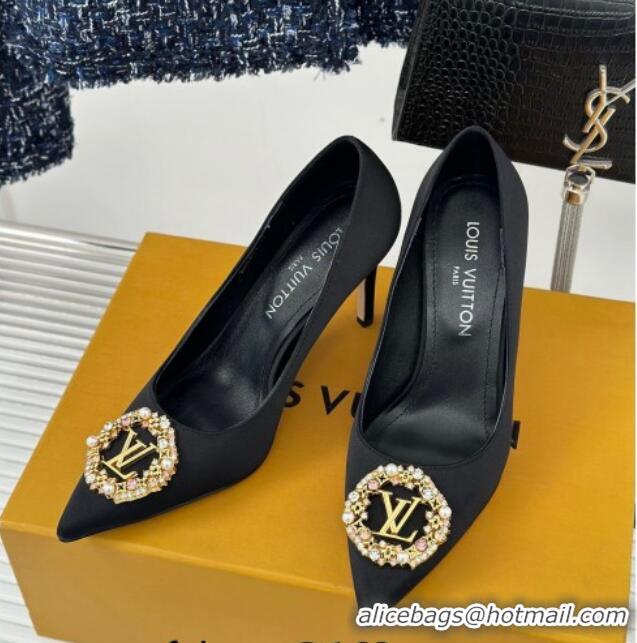 Luxury Discount Louis Vuitton Met Pumps 7cm in Satin Black 226140