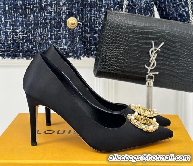 Luxury Discount Louis Vuitton Met Pumps 7cm in Satin Black 226140