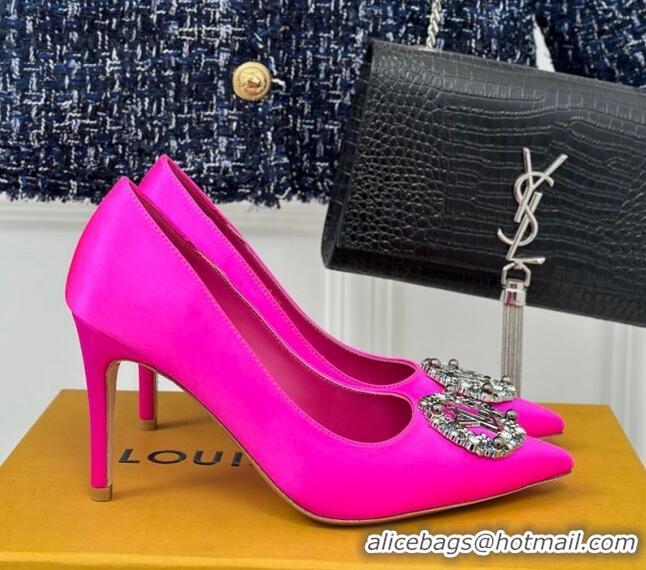 Luxury Louis Vuitton Met Pumps 7cm in Satin Dark Pink 0226141