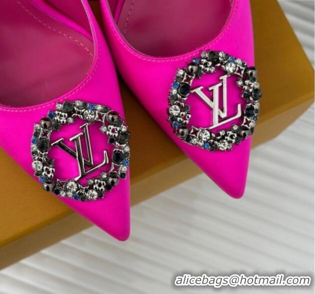 Luxury Louis Vuitton Met Pumps 7cm in Satin Dark Pink 0226141