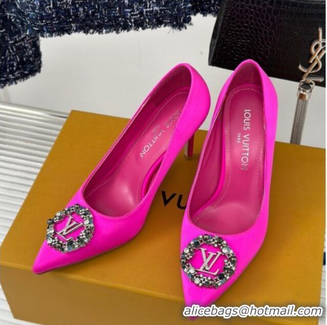 Luxury Louis Vuitton Met Pumps 7cm in Satin Dark Pink 0226141