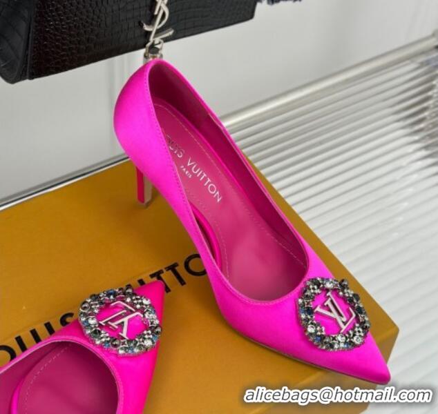 Luxury Louis Vuitton Met Pumps 7cm in Satin Dark Pink 0226141