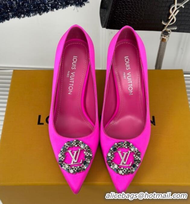 Luxury Louis Vuitton Met Pumps 7cm in Satin Dark Pink 0226141