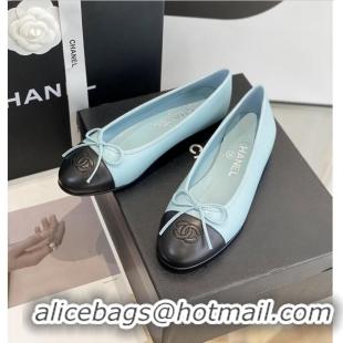 ​Pretty Style Chanel Calfskin  CC Cap Toe Ballet Flats CH5841 Blue/Black