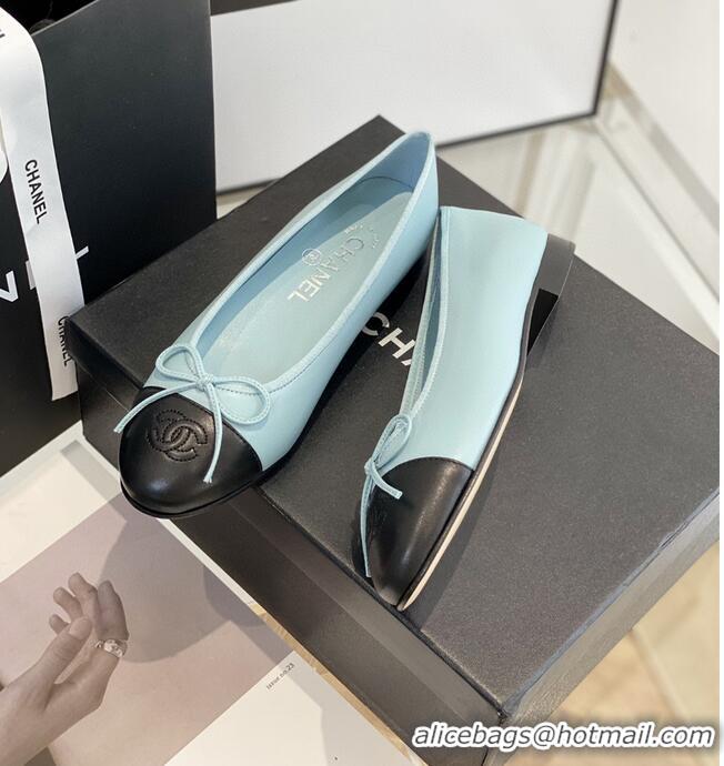 ​Pretty Style Chanel Calfskin  CC Cap Toe Ballet Flats CH5841 Blue/Black