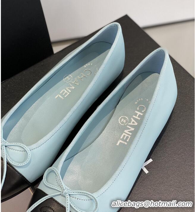 ​Pretty Style Chanel Calfskin  CC Cap Toe Ballet Flats CH5841 Blue/Black