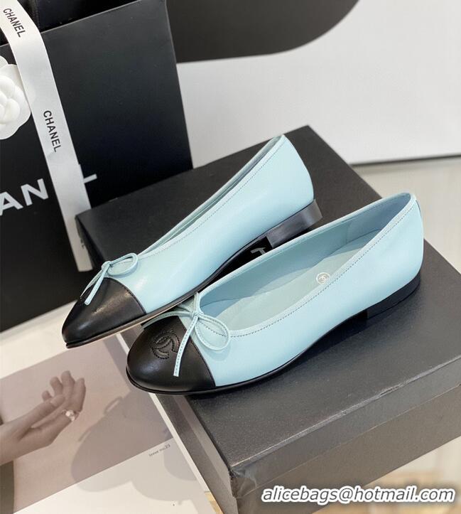 ​Pretty Style Chanel Calfskin  CC Cap Toe Ballet Flats CH5841 Blue/Black