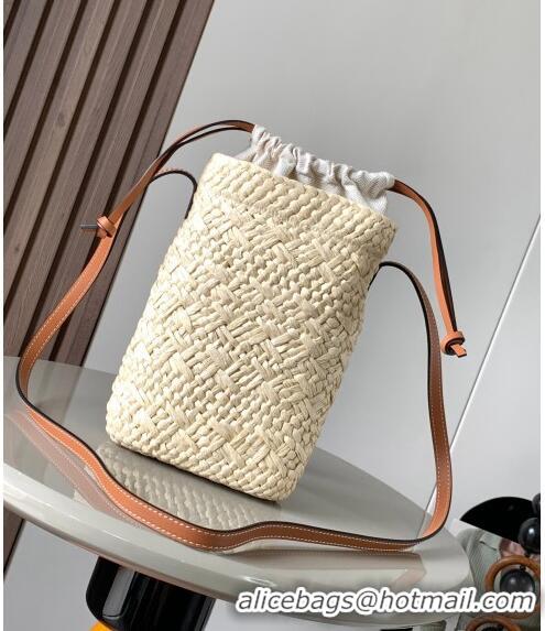 Hot Sell Cheap Loewe Anagram cut-out pocket Mini Bag in Palm and Canvas 8009 Beige 2023