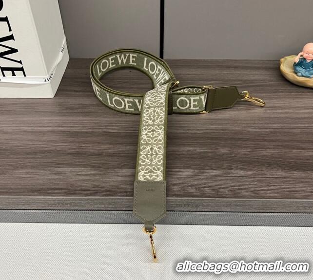 Low Price Loewe Anagram strap in jacquard and calfskin 651935 Khaki Green 2023