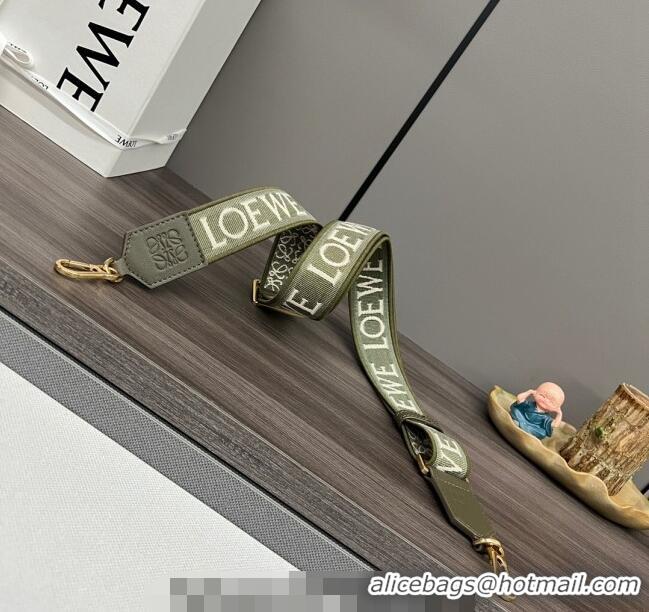 Low Price Loewe Anagram strap in jacquard and calfskin 651935 Khaki Green 2023