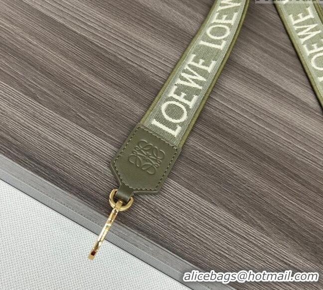 Low Price Loewe Anagram strap in jacquard and calfskin 651935 Khaki Green 2023