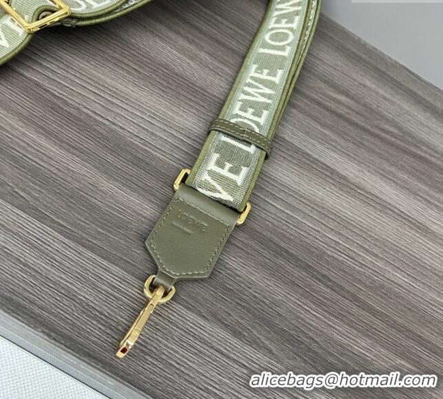 Low Price Loewe Anagram strap in jacquard and calfskin 651935 Khaki Green 2023