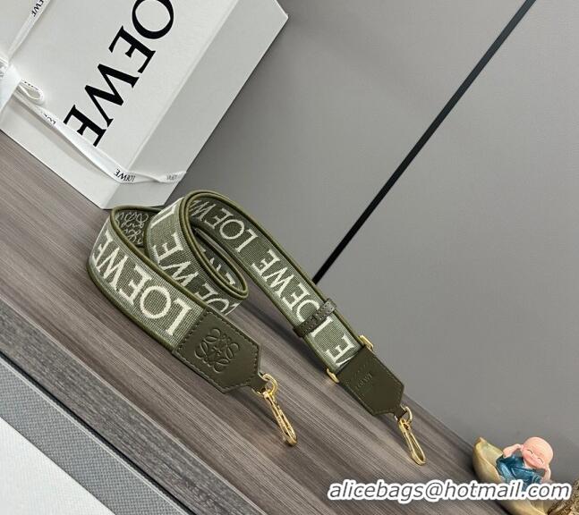 Low Price Loewe Anagram strap in jacquard and calfskin 651935 Khaki Green 2023