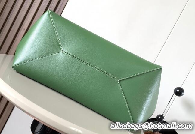 Best Price Loewe Large Puzzle Fold Tote in shiny calfskin Hunter 9033 Green 2023