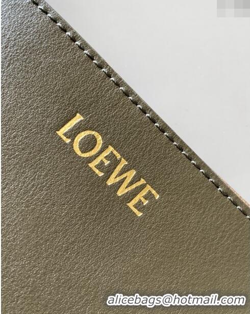 Best Design Loewe Large Puzzle Fold Tote in shiny calfskin 9033 Khaki Green 2023