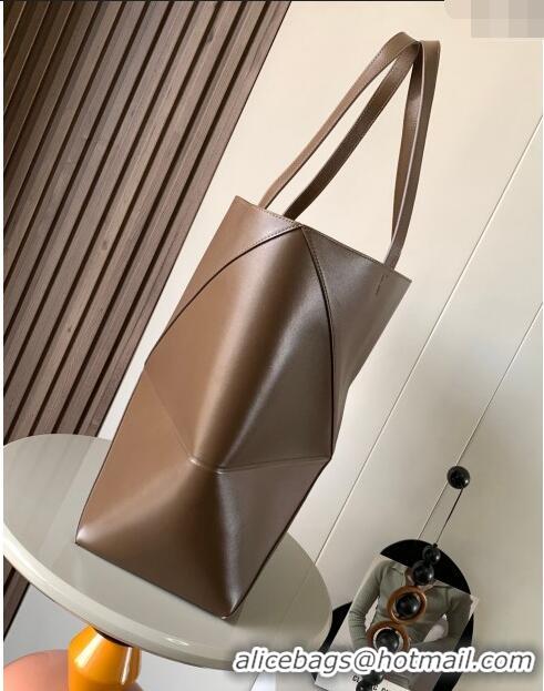 Super Quality Loewe Large Puzzle Fold Tote in shiny calfskin 9033 Umber Brown 2023