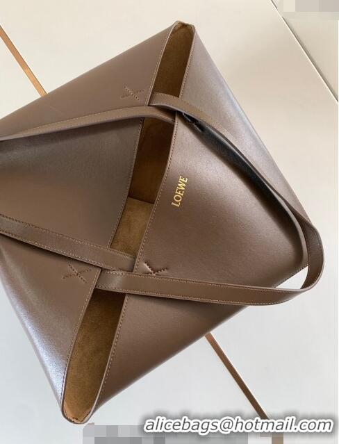 Super Quality Loewe Large Puzzle Fold Tote in shiny calfskin 9033 Umber Brown 2023