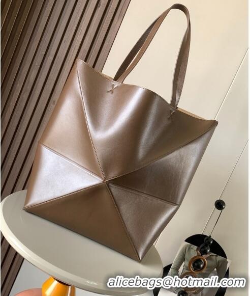 Super Quality Loewe Large Puzzle Fold Tote in shiny calfskin 9033 Umber Brown 2023