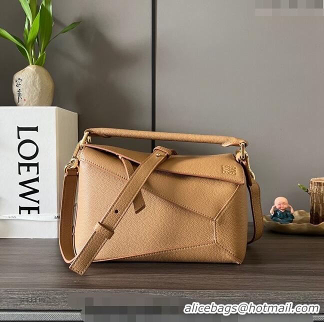 Top Quality Loewe Small Puzzle Edge bag in Grained Calfskin 062324 Light Brown 2023