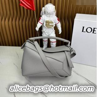 Free Shipping Loewe Small Puzzle Edge bag in Grained Calfskin 062117 Grey 2023