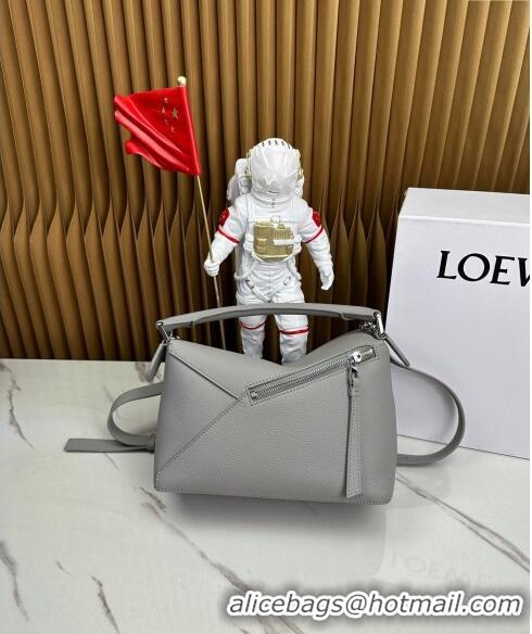 Free Shipping Loewe Small Puzzle Edge bag in Grained Calfskin 062117 Grey 2023