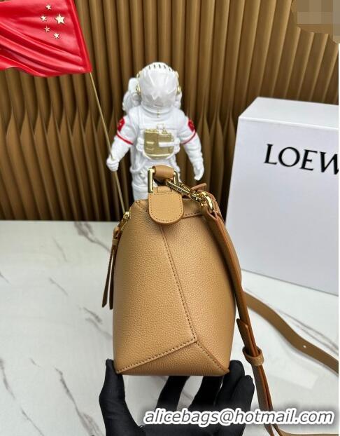 New Design Loewe Small Puzzle Edge bag in Grained Calfskin 062117 Brown 2023