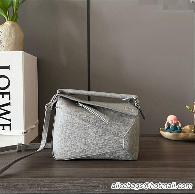 Cheapest Loewe Mini Puzzle Edge bag in Grained Calfskin 062312 Grey 2023