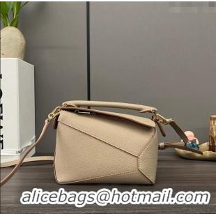 Luxury Cheap Loewe Mini Puzzle Edge bag in Grained Calfskin 062312 Beige 2023